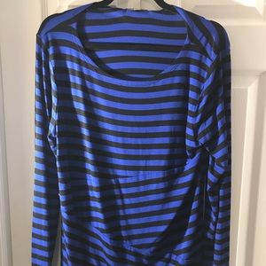 Blue and black striped top